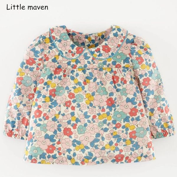 

little maven children brand baby girl clothes autumn new design girls cotton floral print t shirt 51239 y200704, Blue