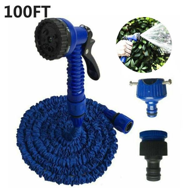 

25ft-100ft garden hoses expandable magic flexible water hose plastic pipe with spray gun watering car wash trampoline sprinkler
