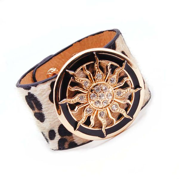 

2018 new fashion leather bracelets for women wide circle buckle bracelet & bangles adjustable wrap bracelet women jewelry gift, Golden;silver