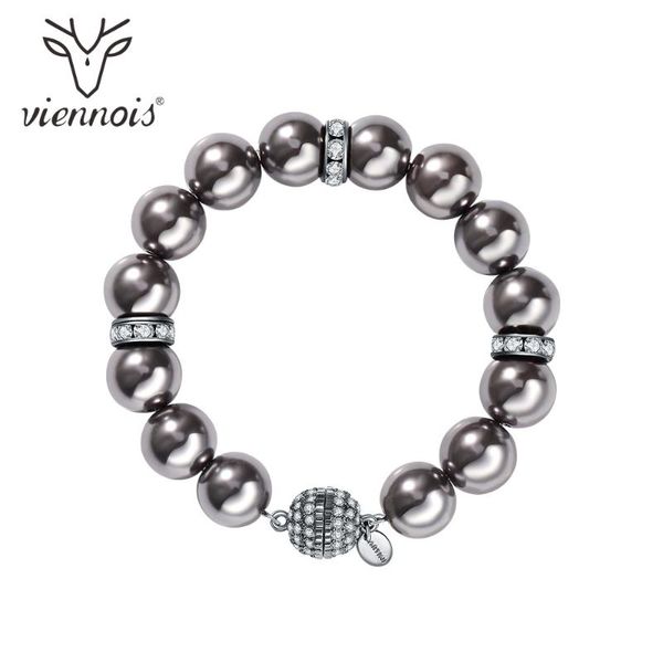 

viennois fashion black color pearl bracelet & bangles for women zricon jewelry party 2020 bracelet women