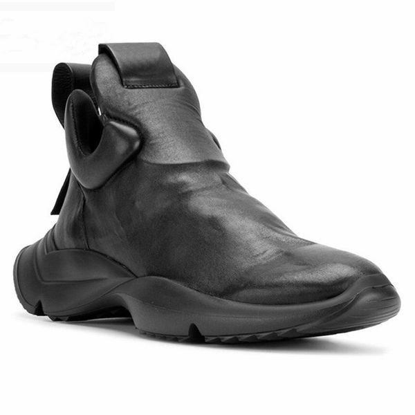 

2019 из натуральной кожи casual тренера boots sneaker мужчины высокого каблук 4см скольжению англия martins загрузочных моды открытого boots, Black