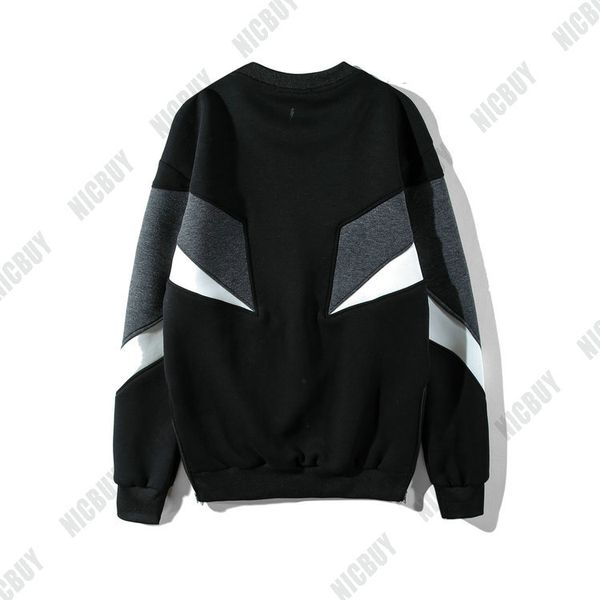 

fashion autumn designer mens clothing neil patchwork color side zipper brand hoodies pullover cotton casual hoody sweatshirt, Black