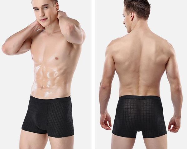 

mens designer mid waist underwear breathable skinny men casual underpants solid color fashion males boxers, Black;white