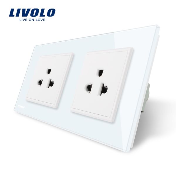 

livolo производитель 16а сша настенная розетка электрическая / сила двойной socket / штекер, белый кристаллический стекла paneldouble сша оп