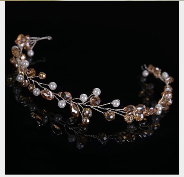 

handmade crystal bride dress accessories wedding garment bride handmade headwear, Slivery;golden