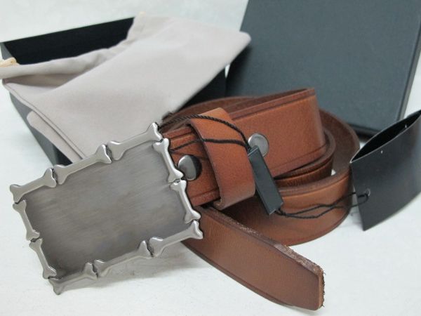 

2019 fashion brown leather belt with silver stainless steel buckle business men's strap luxury belts with box 85-125cm, Black;brown