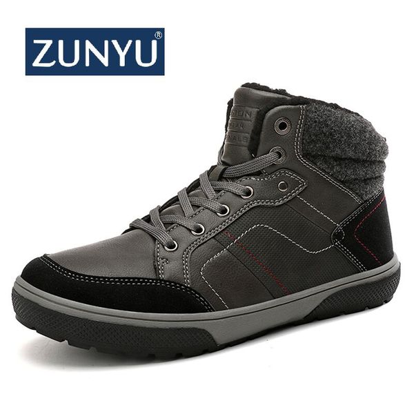 

zunyu new cashmere keep super warm men boots winter boots rubber plush snow england retro ankle for men winter shoes, Black