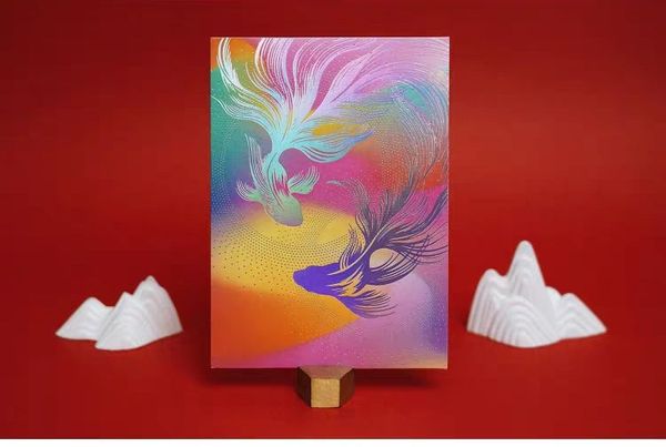

colorful magic koi 2020 greeting card lucky fish creative chinese h andmade greeting card for opotional
