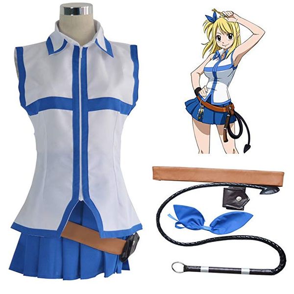 

women's fairy tail lucy dress cosplay costumes and whip, Black