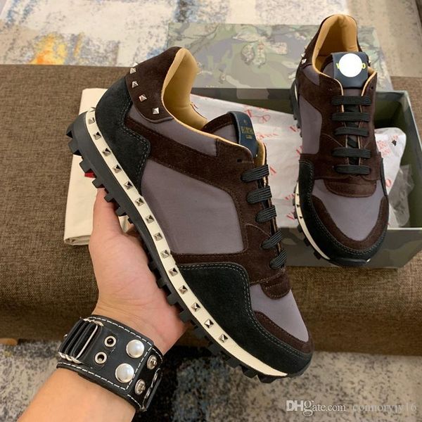 

19ss luxury designer shoes platform black multi-color rubber suede leather comfortable shoes vintage mens womens casual shoes