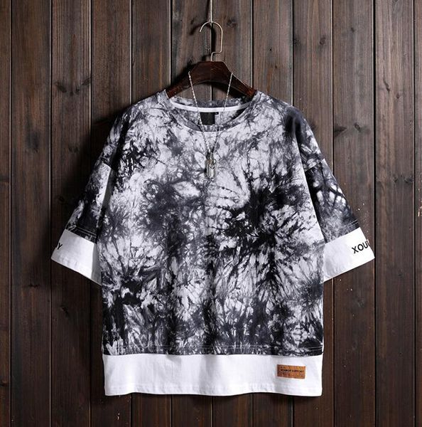 

2019 fashion baseball jerseys black summer short-sleeved t-shirt men's casual loose fake two-piece half sleeve, Blue;black