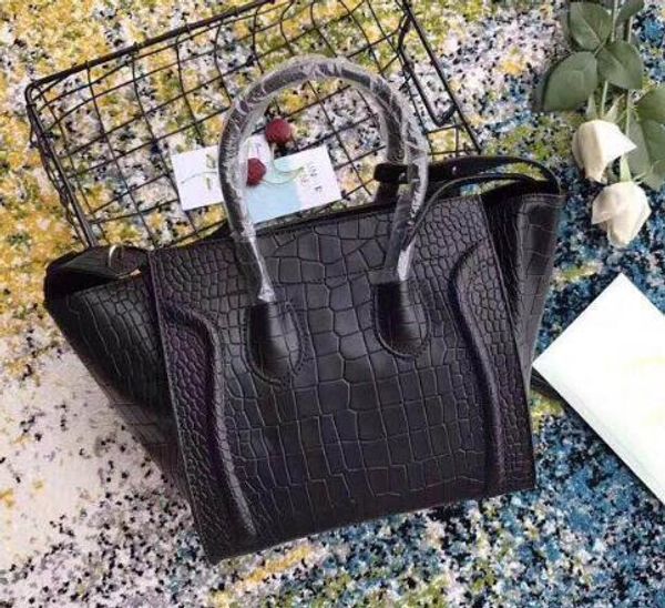 

classic luxury ladies trapeze tote handbag crocodile grain suede real cowhide leather designer shoulder bat bag purse bag boston handbag