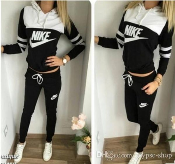 

2019 brand tracksuit women sport suit hoodie sweatshirt+pant jogging femme marque survetement sportswear 2pc set 0012, Gray