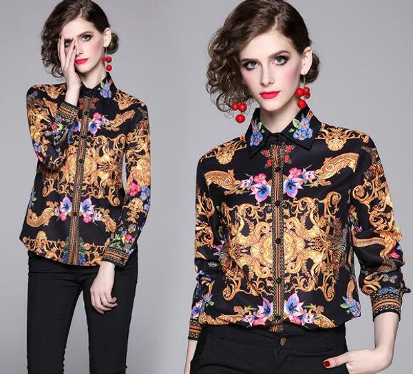 

new women's print fit long sleeve all over lapel shirt, White