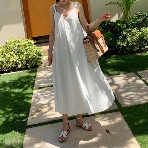 

womens solid color vintage dresses spaghetti strap v neck sleeveless style female clothing summer casual apparel, Black;gray
