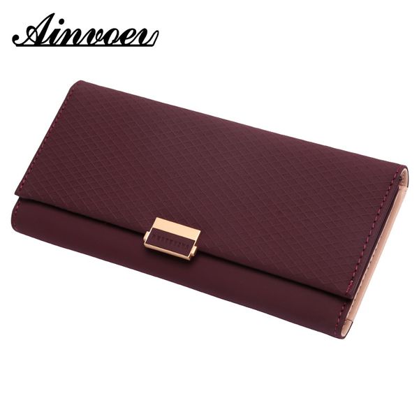 

ainvoev woman wallet plaid wallet zipper female ladies change women holder coin purses for girl cartera mujer, Red;black