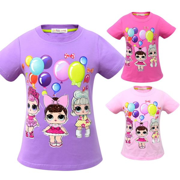 

t shirt 3d color printing new cartoon girls short sleeve t-shirt summer breathable children's wear kids children outwear clothing 2241