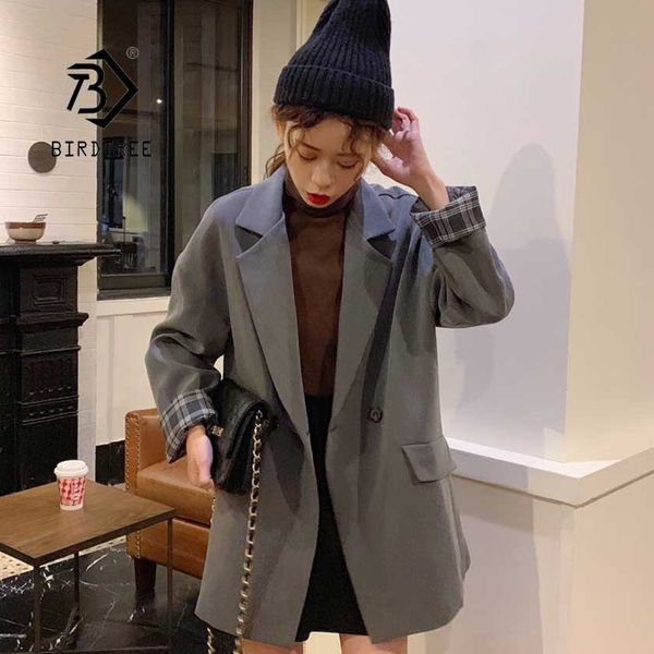 

chic new spring women's vintage blazer jacket full sleeve double breasted notched female lady loose coat c96111z, White;black