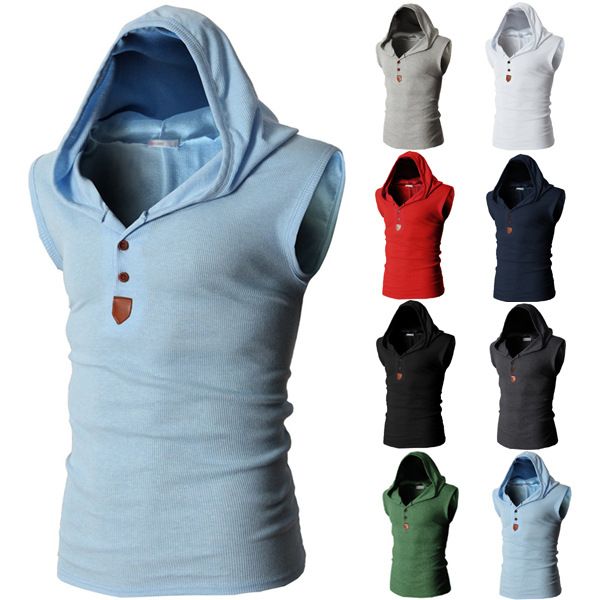 

summer men's vest multi-color of hooded men's casual korean-style vest wear, White;black