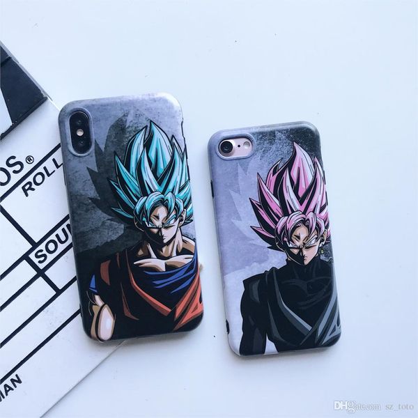 

super japan cartoon dragon ball goku blue pink phone case for iphone 6 6s 7 8 plus x xs max xr soft silicone imd cover fundas