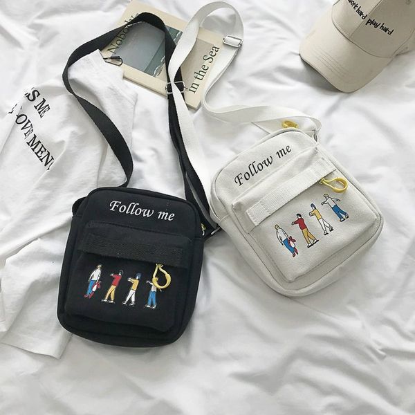 

2019 summer new fashion cartoon canvas bags handbags for women female casual simple zipper shoulder bags messenger