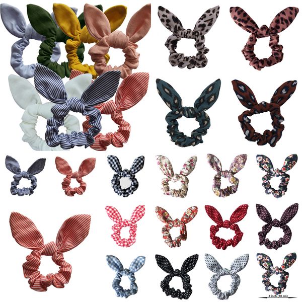 

new 53 colors women girl hair band cute flower rabbit ears girl ring scrunchy kids bow head wrap ponytail holder hair accessories fj642, Slivery;white