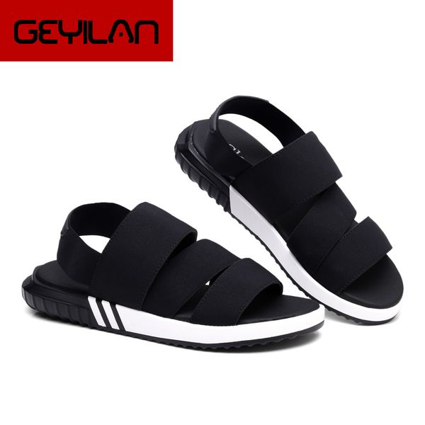 

2019 new couple sandals wild student casual shoes stretch cloth sandals large size men's classic beach shoes sandalias 35--47, Black