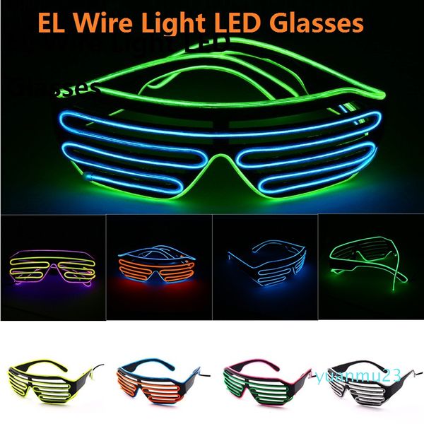 Оптово-EL Wire Light LED очки Bright Light Party очки Club Bar Performance Glow Party DJ танец очки 11colors 30pcs M937