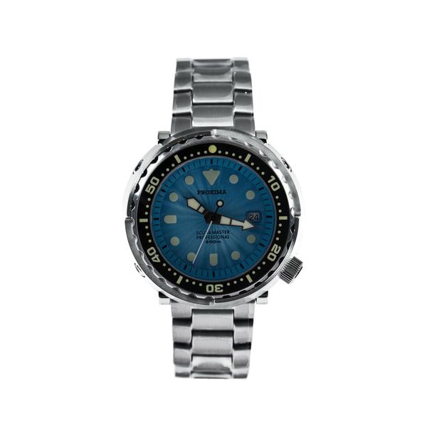 

proxima sbbn031 blue dial rotating ceramic bezel sapphire 300m wr nh35 automatic movement diving watch, Slivery;brown