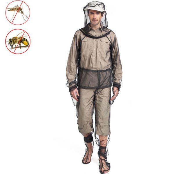 

useful anti mosquito clothing for outdoor fishing camping hunting men women quick-drying breathable mesh net insect prevent suit, Camo