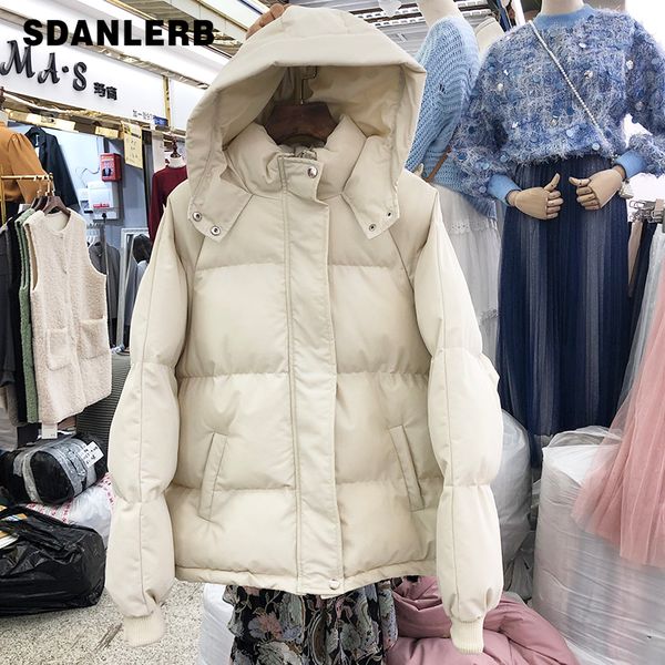 

winter bread coat women's cotton jacket 2019 new cotton coat suit korean version loose short thickened warm parka femme, Black