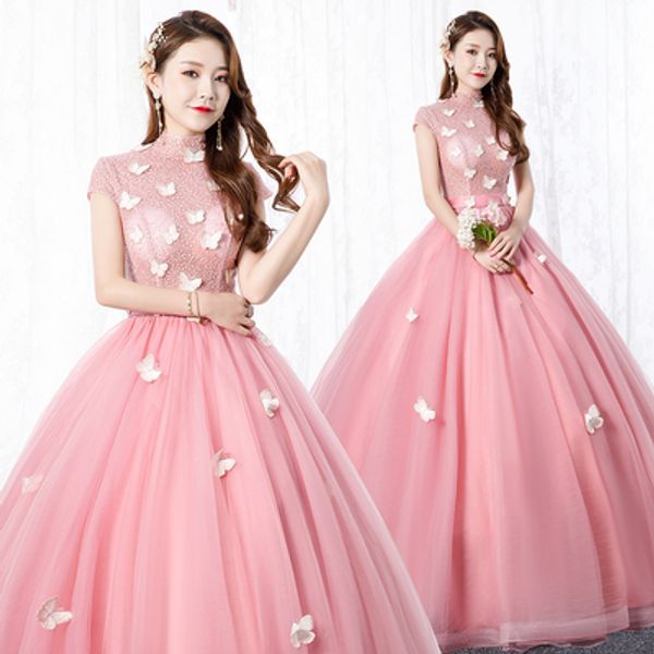 black pink gown