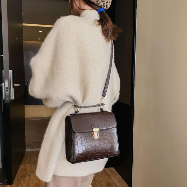 

female handbag women pu leather crossbody bags vintage crocodile pattern bag ladies shoulder messenger bag female @b10