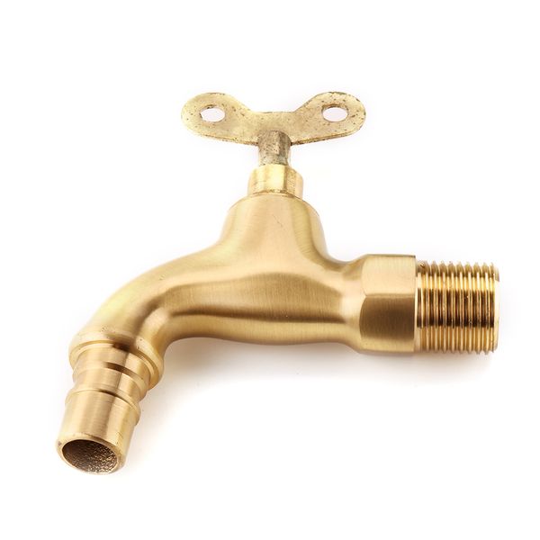 

g1/2 kitchen bathroom sink faucet single handle washing machine water tap with lock key copper outdoor anti-theft