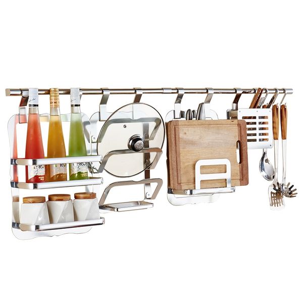 

space aluminum wall-mounted kitchen storage rack combination for kitchen utensils