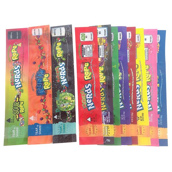 

11 types MEDICATED Nerds Rope Empty Packaging bags Nerds Rope Candy Nerdsrope Gummy Bags Three Edge-sealing Bag Foil Food Package