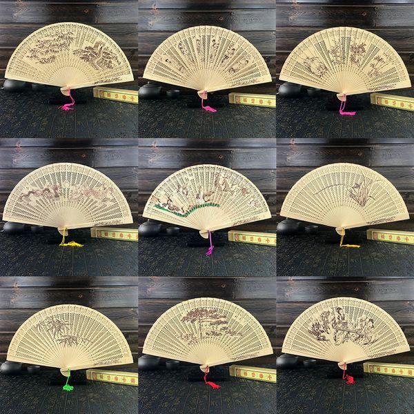 Presente sândalo Fan estilo chinês tradicional Artesanato Folding Sândalo Fãs da festa de aniversário do aniversário de casamento Fan 17 Styles