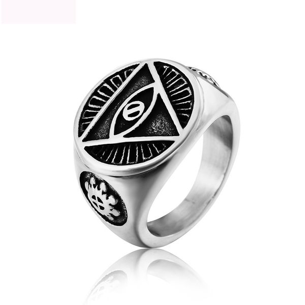 

new triangle with eye jewelry rings titanium steel casting ring jewel ring vintga style for men party gifts, Silver