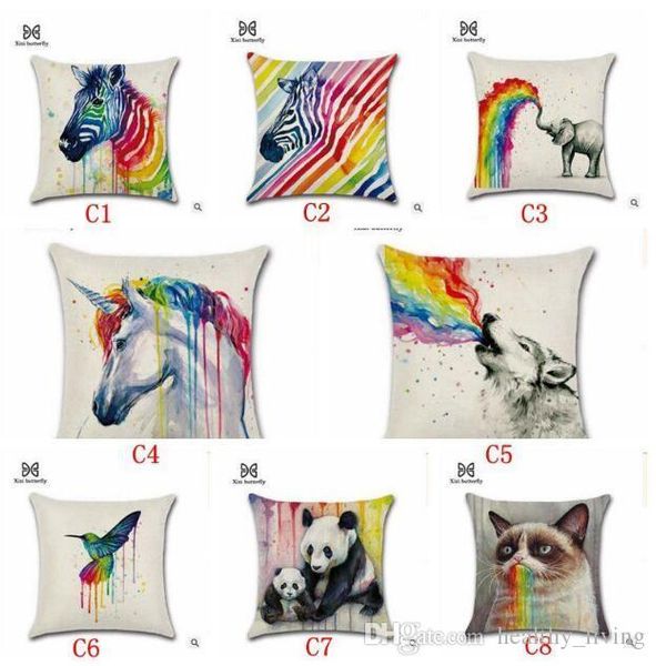 

decorative pillow case unicorn cushion cover printing cotton linen chair seat unicorn pillow cover home textile 8 stylesing