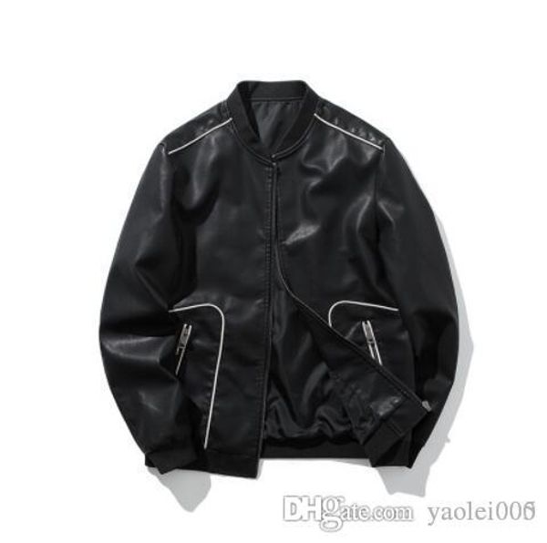 

black luxury fashion new personality men's stand collar pu leather youth youth casual trend comfortable leather jacket