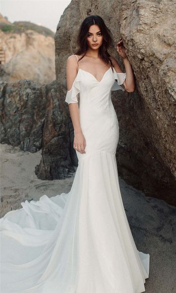

Off Shoulder Lace Appliqued Wedding Dress Soft Tulle Beach Boho Bride Gowns Backless A-line Princess Bridal Dresses, White