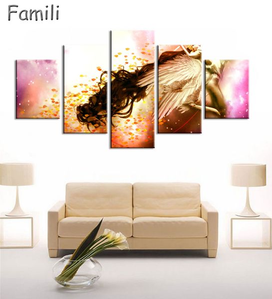 

5pcs/set canvas art printed fantasy angels warrior painting canvas print room decor print poster picture canvas