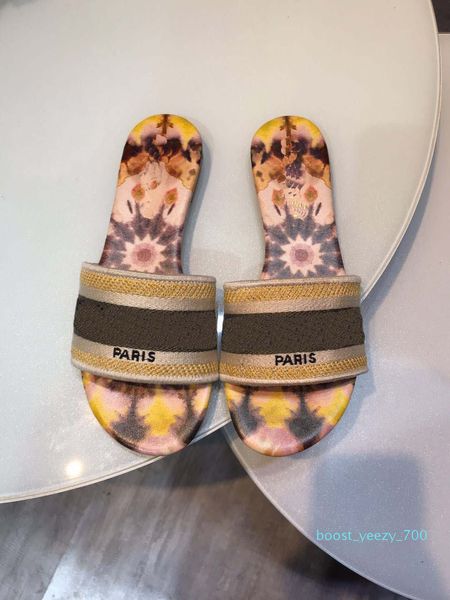 

paris luxury designer quite nice summer sandals beach slide slippers ladies flip flops loafers print leather solid color 36-46 with box b70, Black