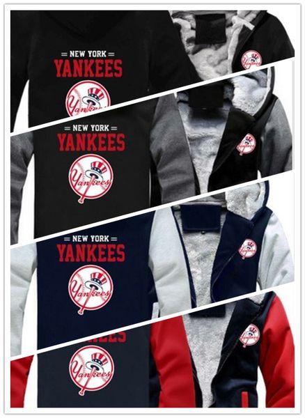 

2019 winter hoody new york yankee football men women warm hoodies autumn clothes sweatshirts zipper jacket fleece hoodie streetwear, Blue;black