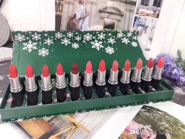 

2018 famous brands makeup 12 color christmas lipsticks set rouge a levres matte lipstick set