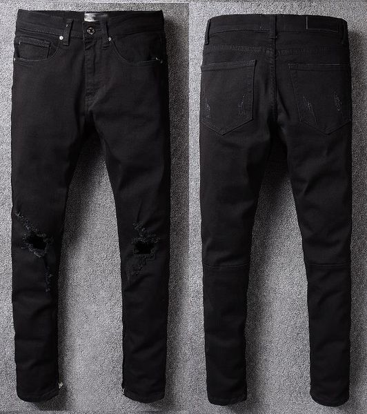 

с логотипом trend brand mens designer новая мода высокие эластичные джинсы повседневный комфорт классические мужские джинсы, Blue