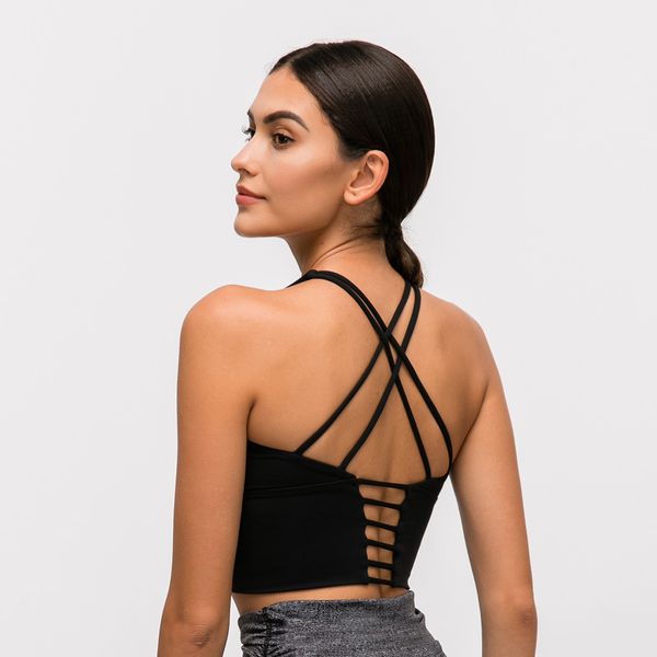 

nepoagym breathe women cross back sports bra high impact workout bra women fitness yoga padded push up, White;black