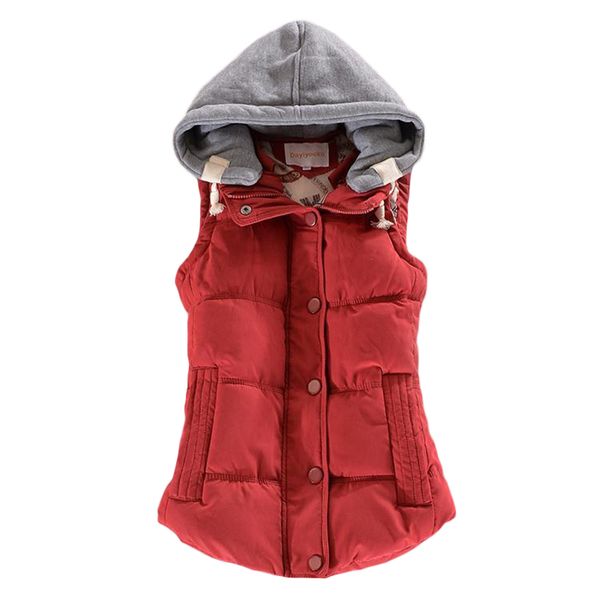 

2019 autumn winter basic jackets coat women vest solid vest women hooded veste femme parkas chalecos para mujer casaco feminino, Black;white