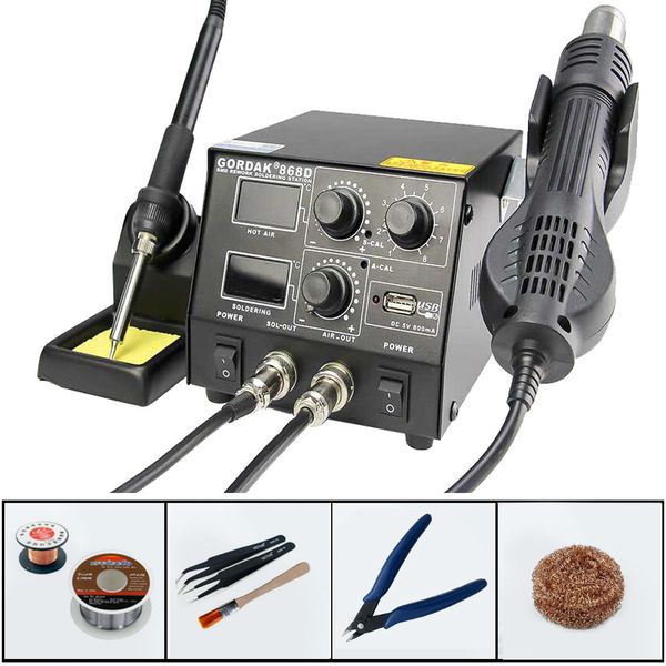 

gordak 868d constant temperature heat gun electricity soldering iron desoldering station high power mobile phone repair kit tool