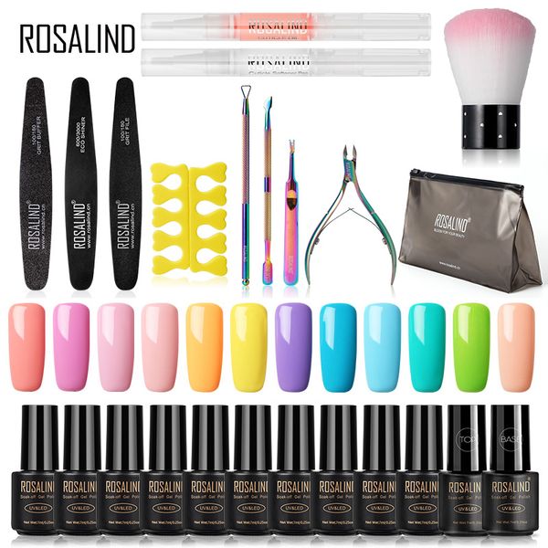 

rosalind gel nail polish kit semi permanent hybrid varnish set all for manicure gel nail uv led lacquer soak off art